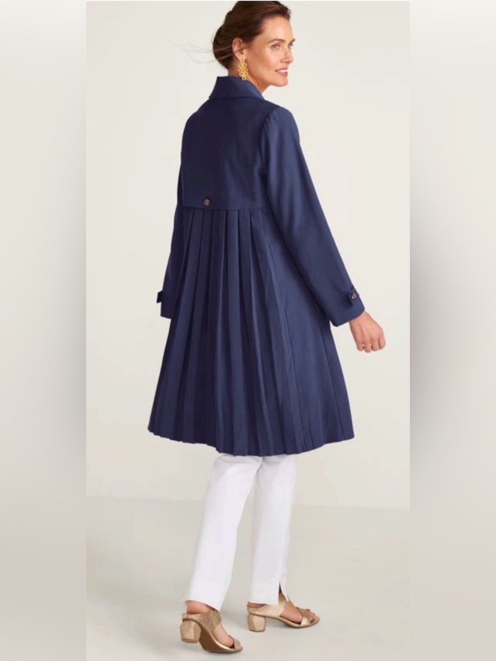 NEW SOFT SURROUNDINGS NAVY BLUE TOWN & COUNTRY TRENCH COAT JACKET SZ M